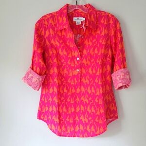 NWT 🦜🦜Linen Vineyard Vines Parrot Bird Popover Shirt, Size 0
